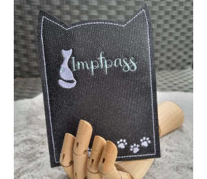 Stickserie ITH - Impfpasshülle Katzenkopf Ohren - 11 Motive Katze in 4 Varianten inkl. Blanko